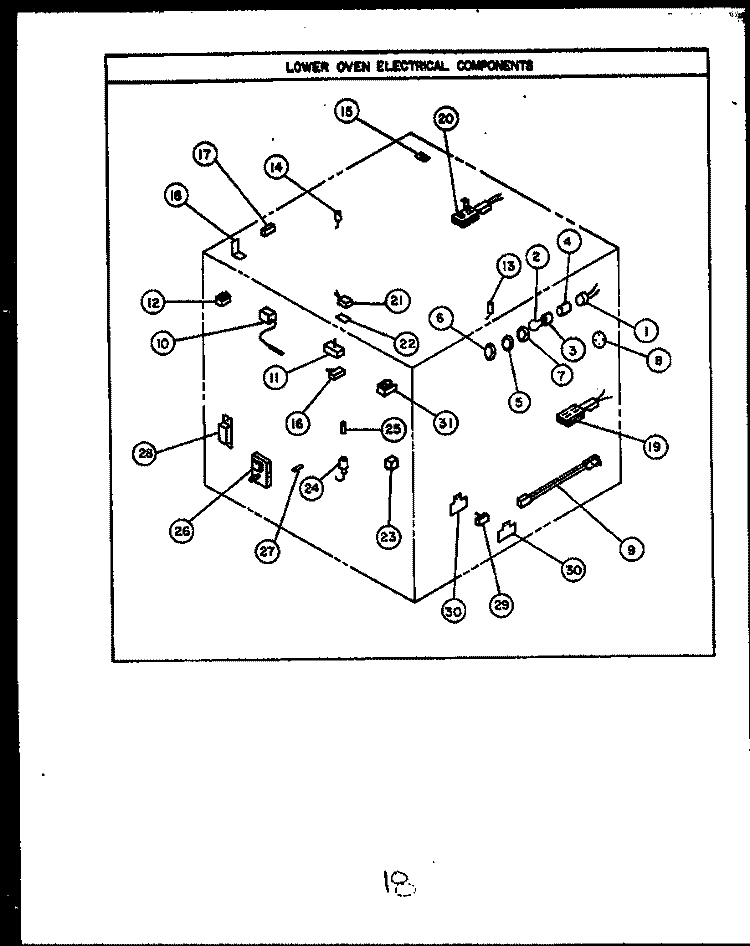 LOWER OVEN ELECTRICAL COMPONENTS Diagram and Parts List for RSD363  Caloric Range