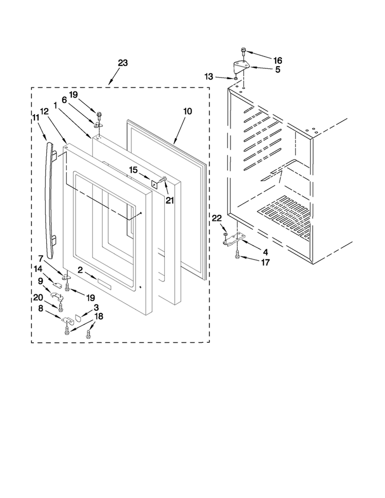 Door Parts Diagram and Parts List for JUW248LWRS11  Jenn-Air Wine and Beverage Cooler