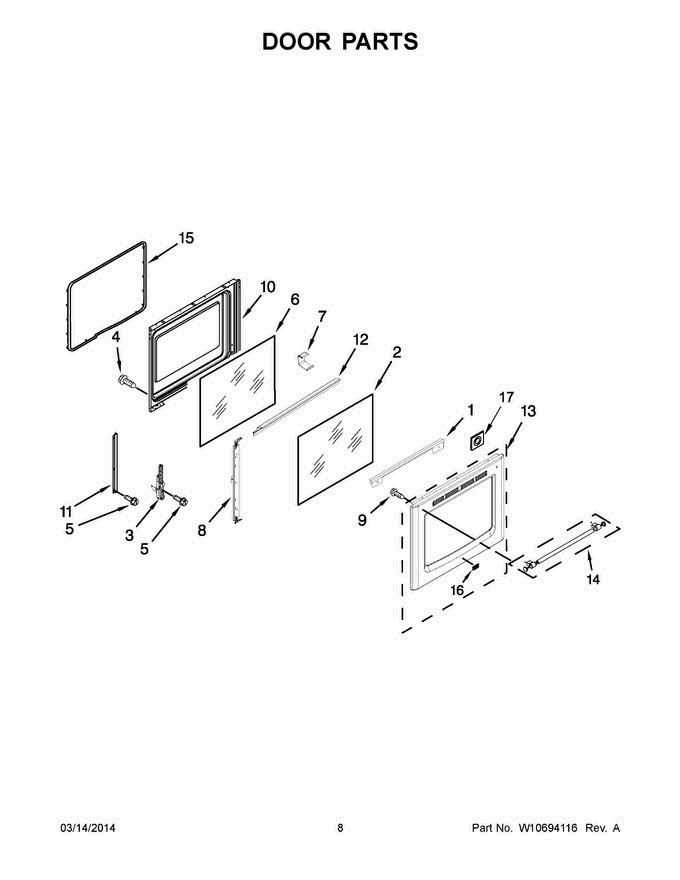 05 - Door Parts Diagram and Parts List for YMER8700DE0  Maytag Range