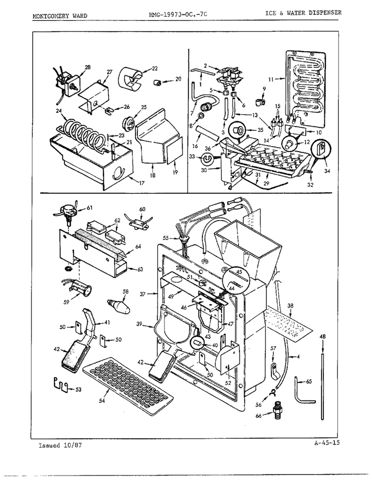 Ice And Water Dispenser Diagram and Parts List for 19973C  Admiral Refrigerator