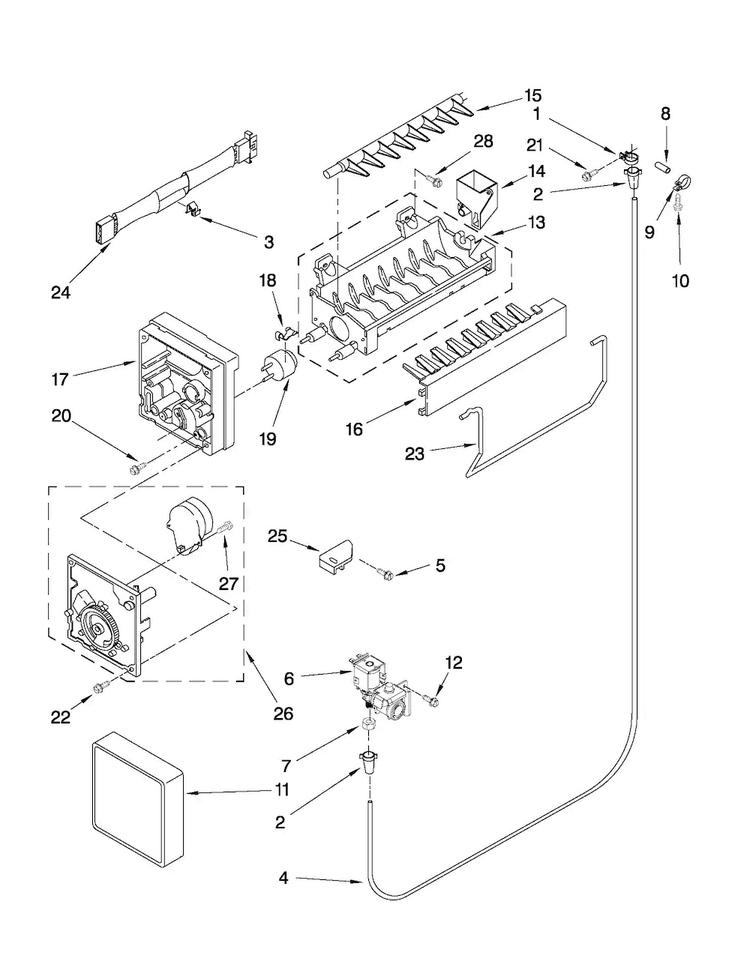 Icemaker Parts Diagram and Parts List for M8RXEGMAB00  Maytag Refrigerator