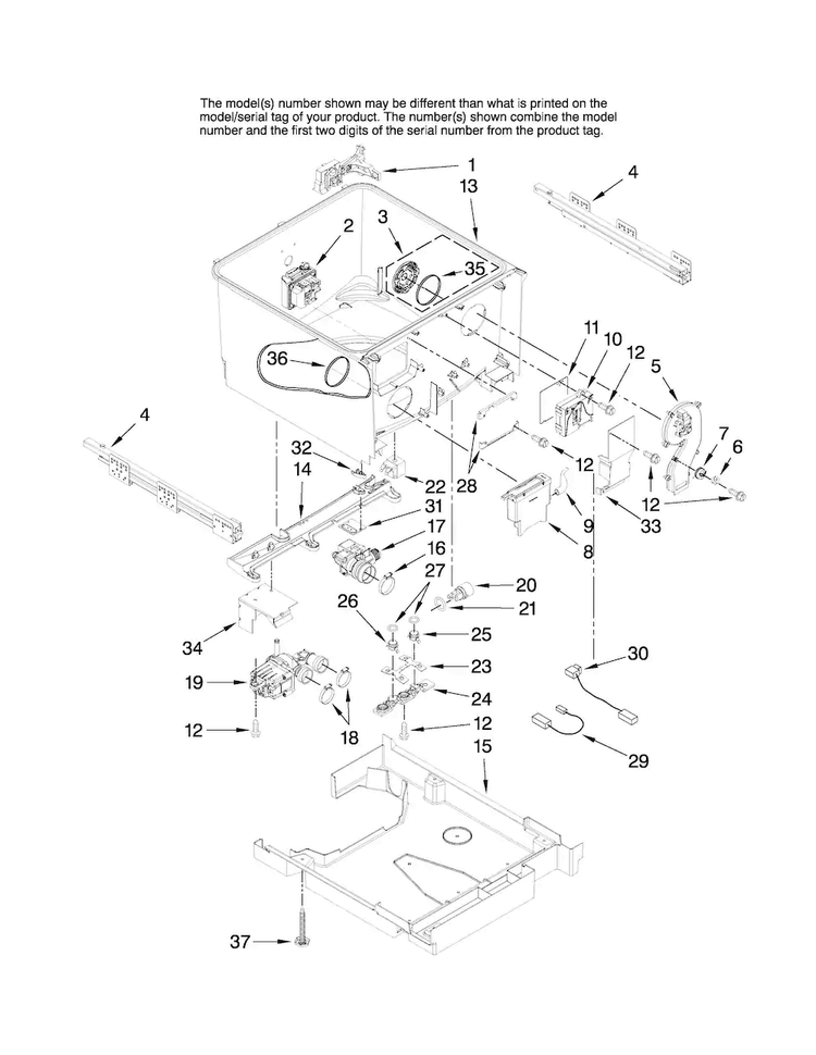 Tub Parts Diagram and Parts List for JDD4000AWS2  Jenn-Air Dishwasher