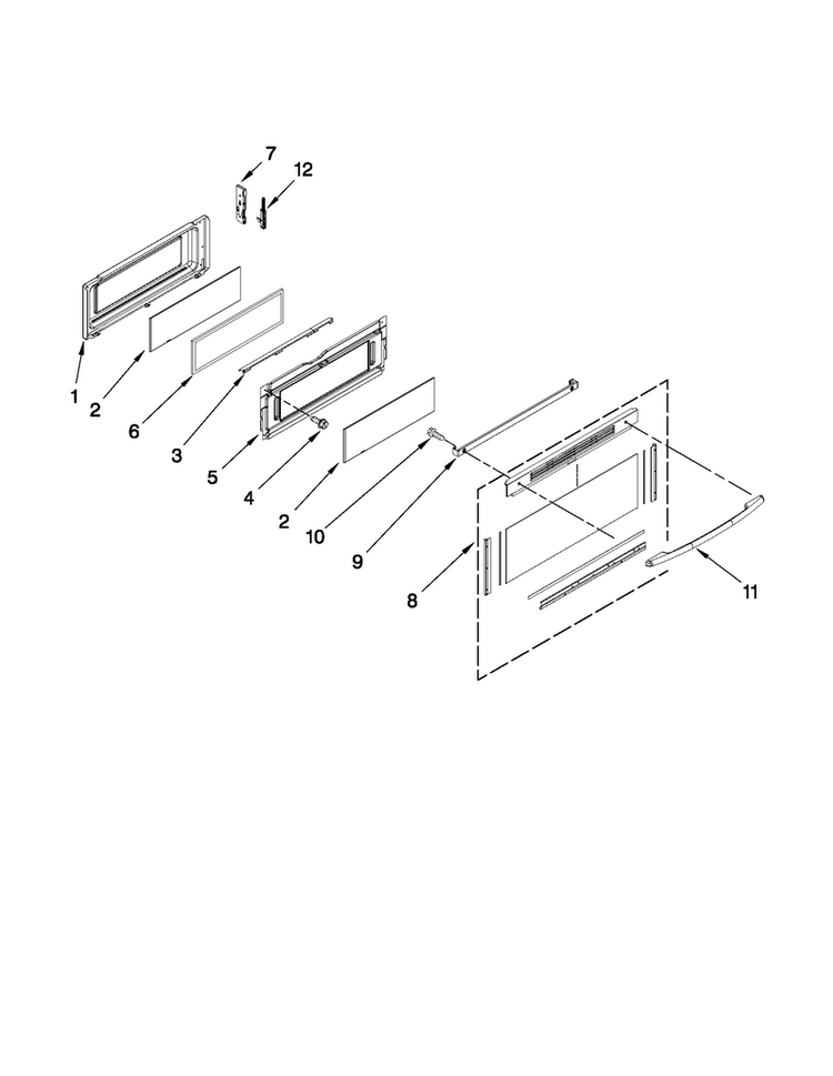 Upper Door Parts Diagram and Parts List for MET8885XB00  Maytag Range