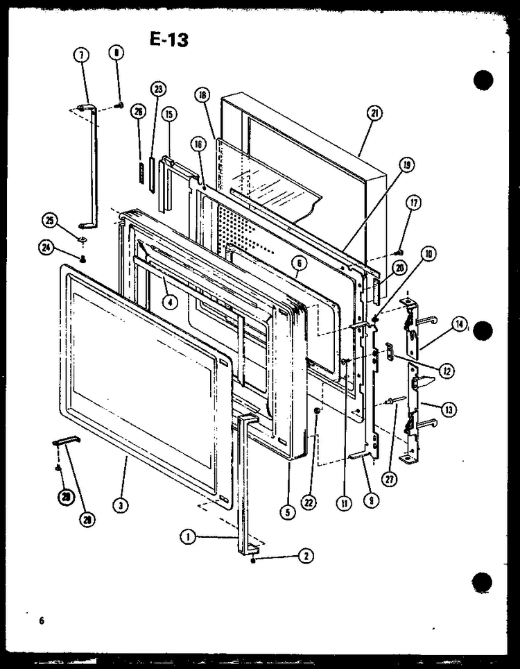 Door Diagram and Parts List for CRMC-30 P74919-8M Amana Microwave