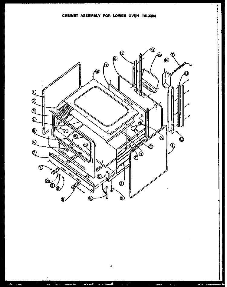 CABINET ASSY FOR LOWER OVEN Diagram and Parts List for RKD394  Caloric Microwave Oven Combo