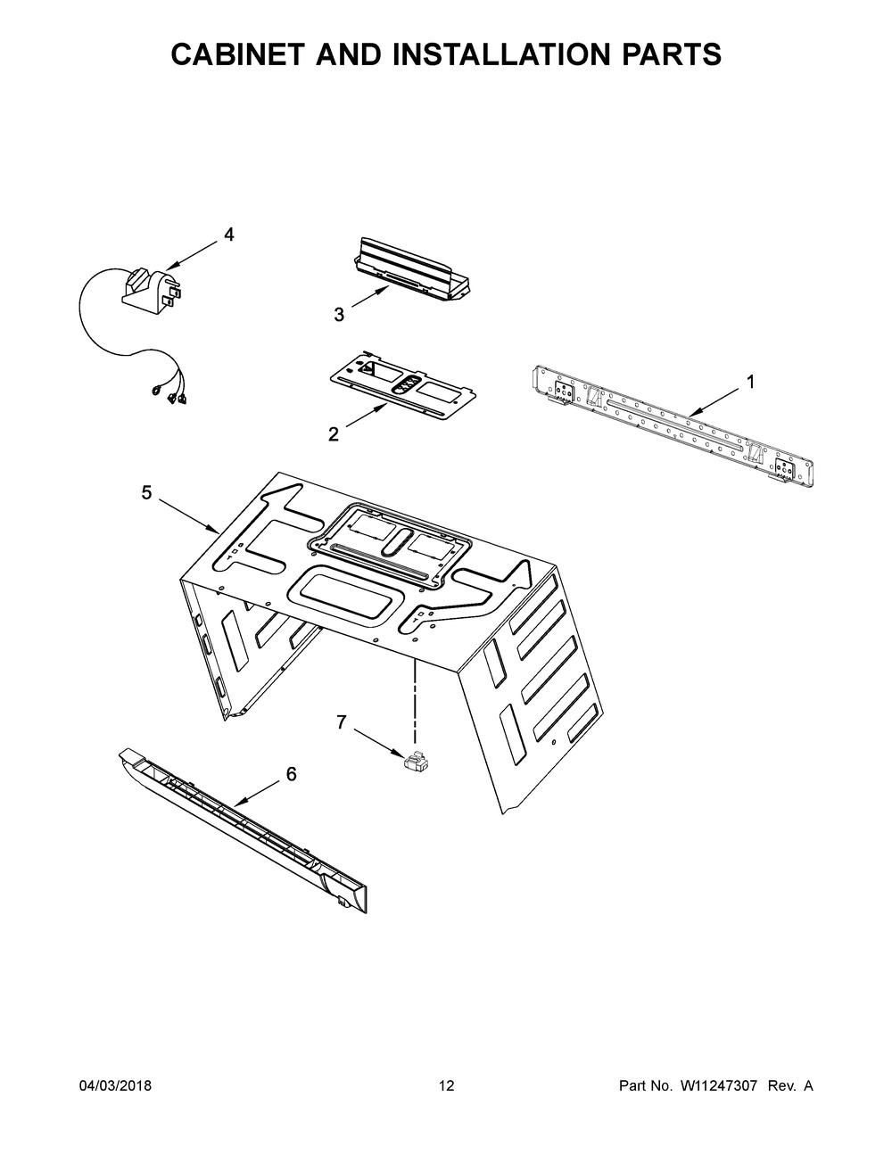 Cabinet And Installation Parts Diagram and Parts List for MMV5220FW3  Maytag Microwave