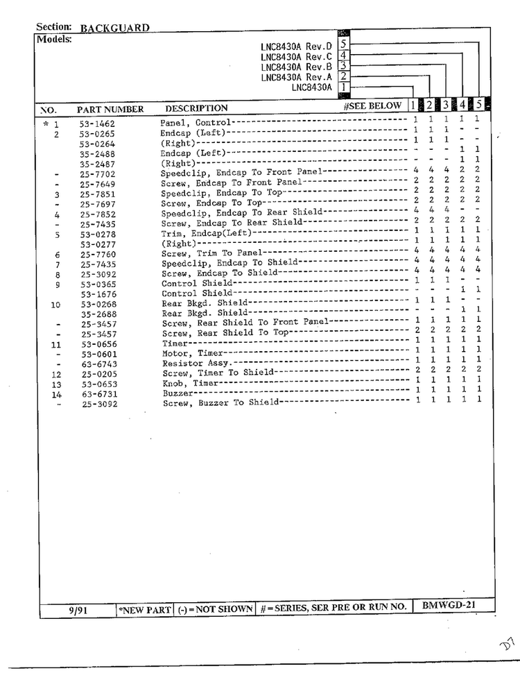 Backguard Page 2 Diagram and Parts List for 8430A REV E Norge Dryer