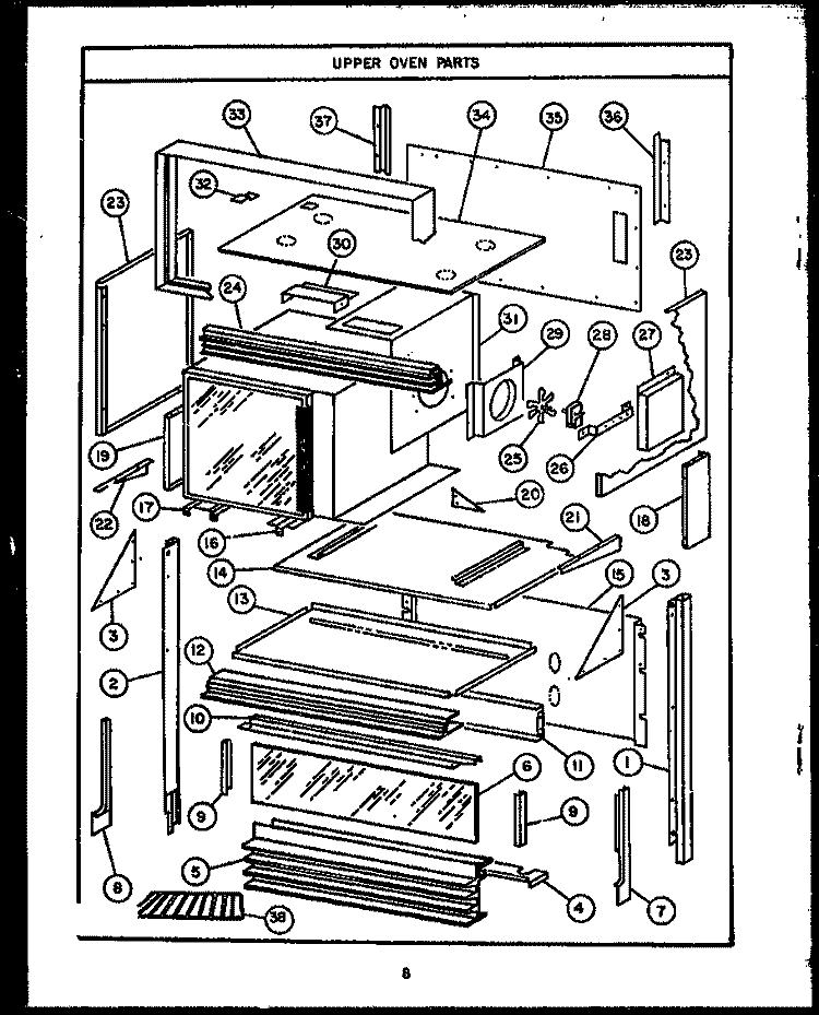 UPPER OVEN PARTS Diagram and Parts List for RKD395  Caloric Microwave Oven Combo