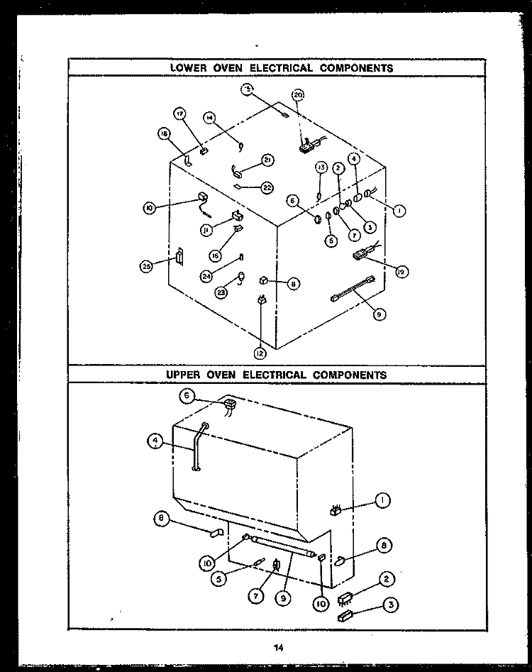 LOWER OVEN ELECTRICAL COMPONENTS Diagram and Parts List for RKD395  Caloric Microwave Oven Combo