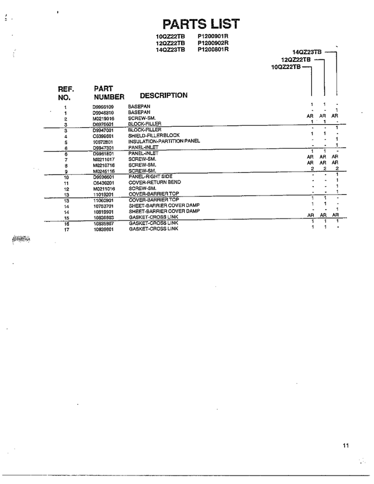 Misc. Chassis Assy Parts Page 2 Diagram and Parts List for P1200801R  Amana Air Conditioner