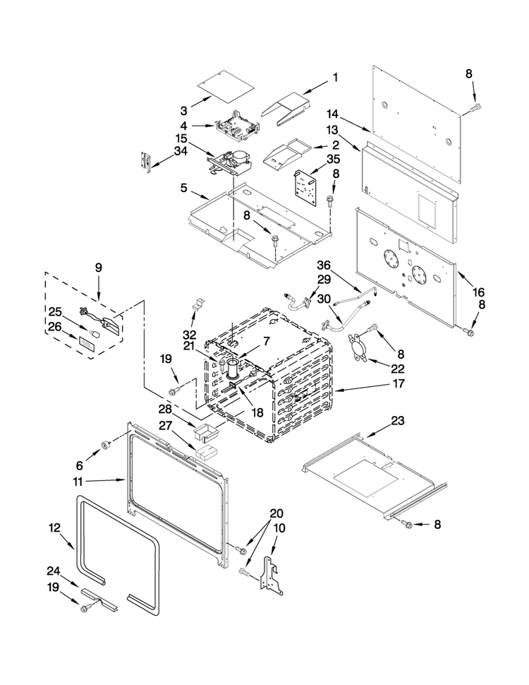 Oven Parts Diagram and Parts List for JGRP536WP00  Jenn-Air Range