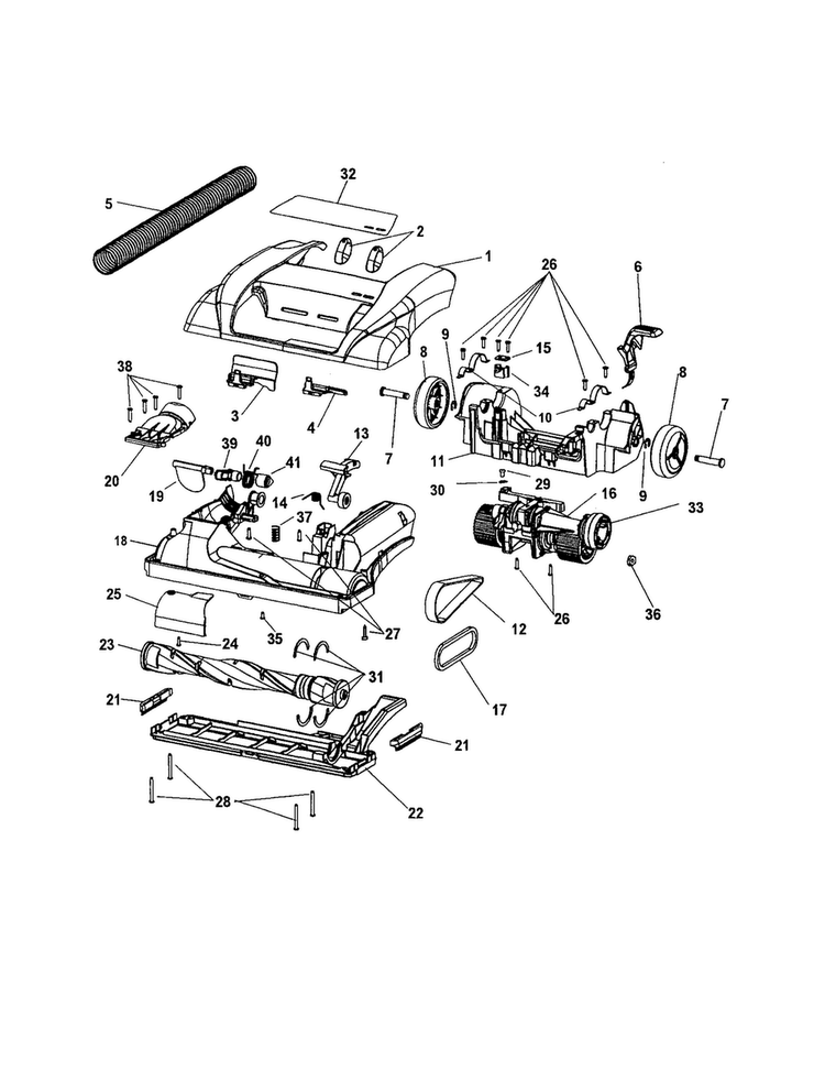Hood Assembly Diagram and Parts List for U6655-900  Hoover Upright Vacuum