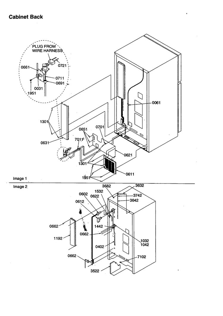 Cabinet Back Diagram and Parts List for TSI25VE-P1308102WE  Amana Refrigerator