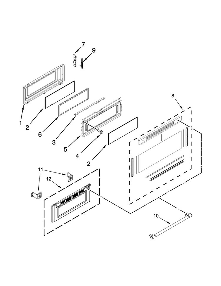 Upper Door Parts Diagram and Parts List for MET8720DH00  Maytag Range