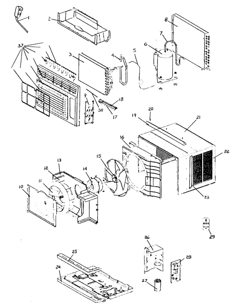 Cabinet Parts Diagram and Parts List for ACB055E  Amana Air Conditioner