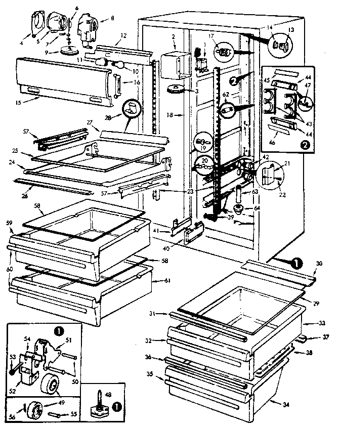Fresh Food Compartment Diagram and Parts List for JRSD224B M7N07A Jenn-Air Refrigerator