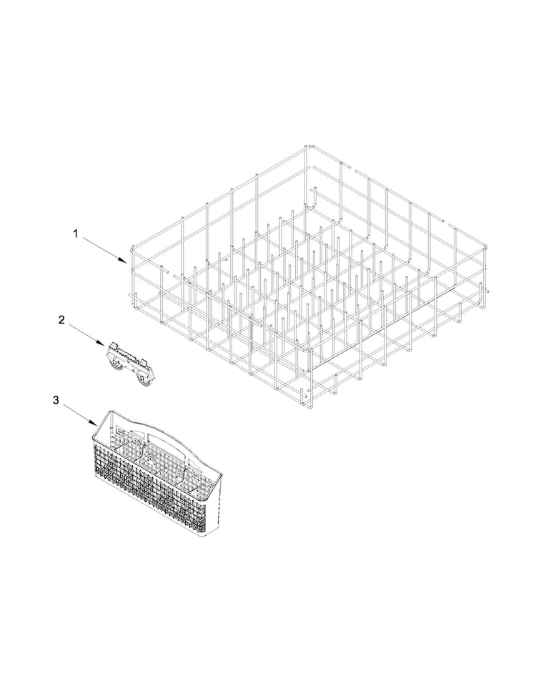 Lower Rack Parts Diagram and Parts List for ADB1100AWS1  Amana Dishwasher