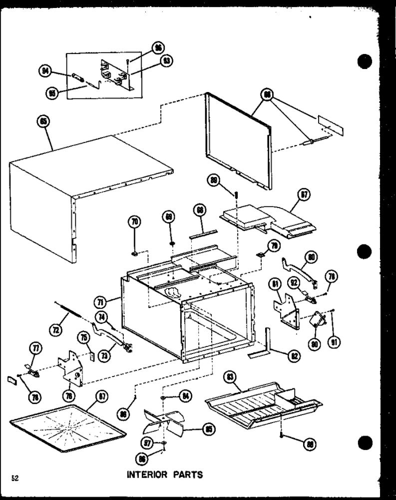 Interior Parts 1 Diagram and Parts List for RR-4D P72165-1M Amana Microwave