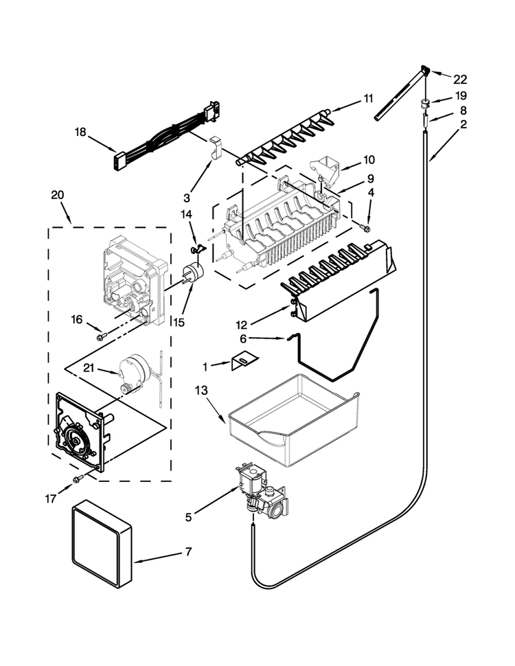 Icemaker Parts Diagram and Parts List for MBF2258DEE00  Maytag Refrigerator