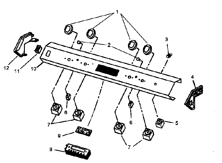 Control Panel Assembly Diagram and Parts List for CC13W P1155203S Amana Range