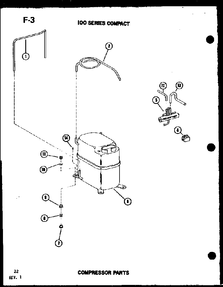 100 Series Compact Diagram and Parts List for 113-3HEW P67231-20R Amana Air Conditioner