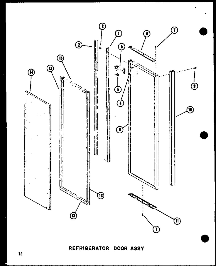 Refrigerator Door Assy Diagram and Parts List for SRI19C-P73320-54W  Amana Refrigerator