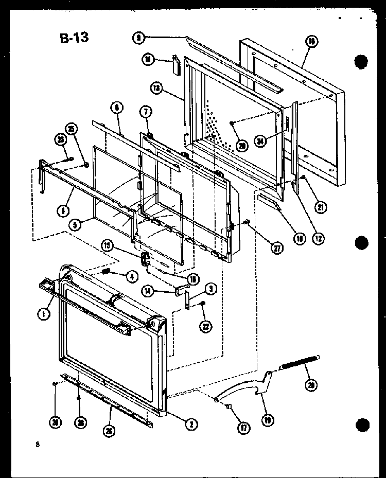 Door Diagram and Parts List for RR-1010 P75414-2M Amana Microwave
