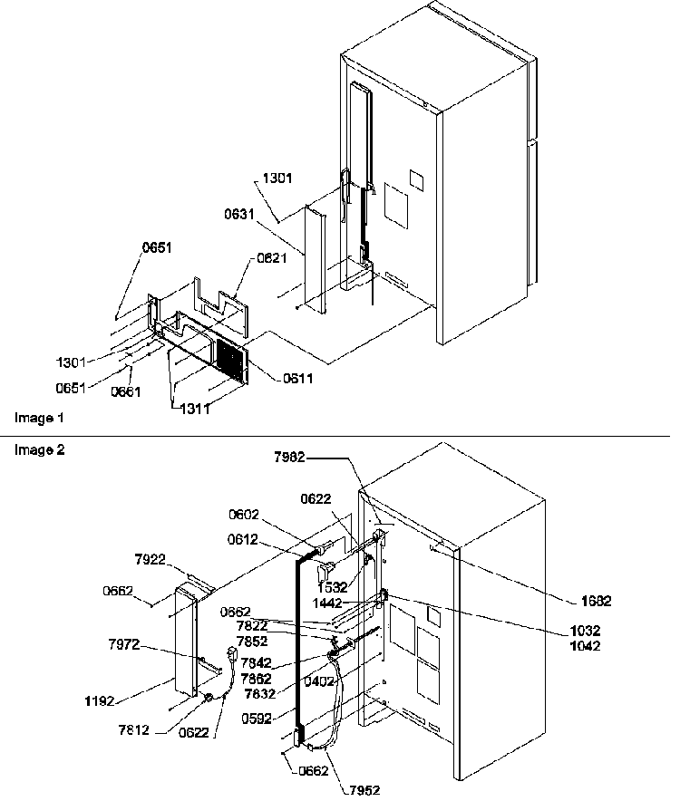 Cabinet Back Diagram and Parts List for ATS518SW-P1183714WW  Amana Refrigerator
