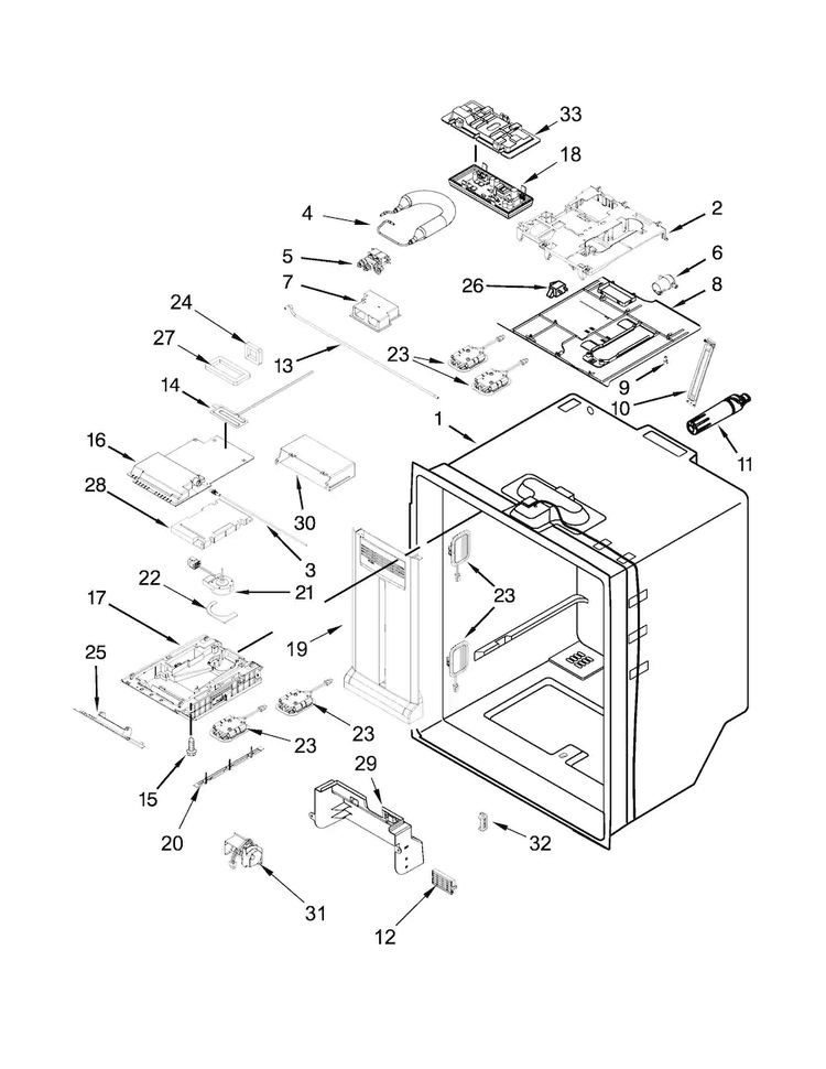 Refrigerator Liner Parts Diagram and Parts List for MFT2574DEH00  Maytag Refrigerator