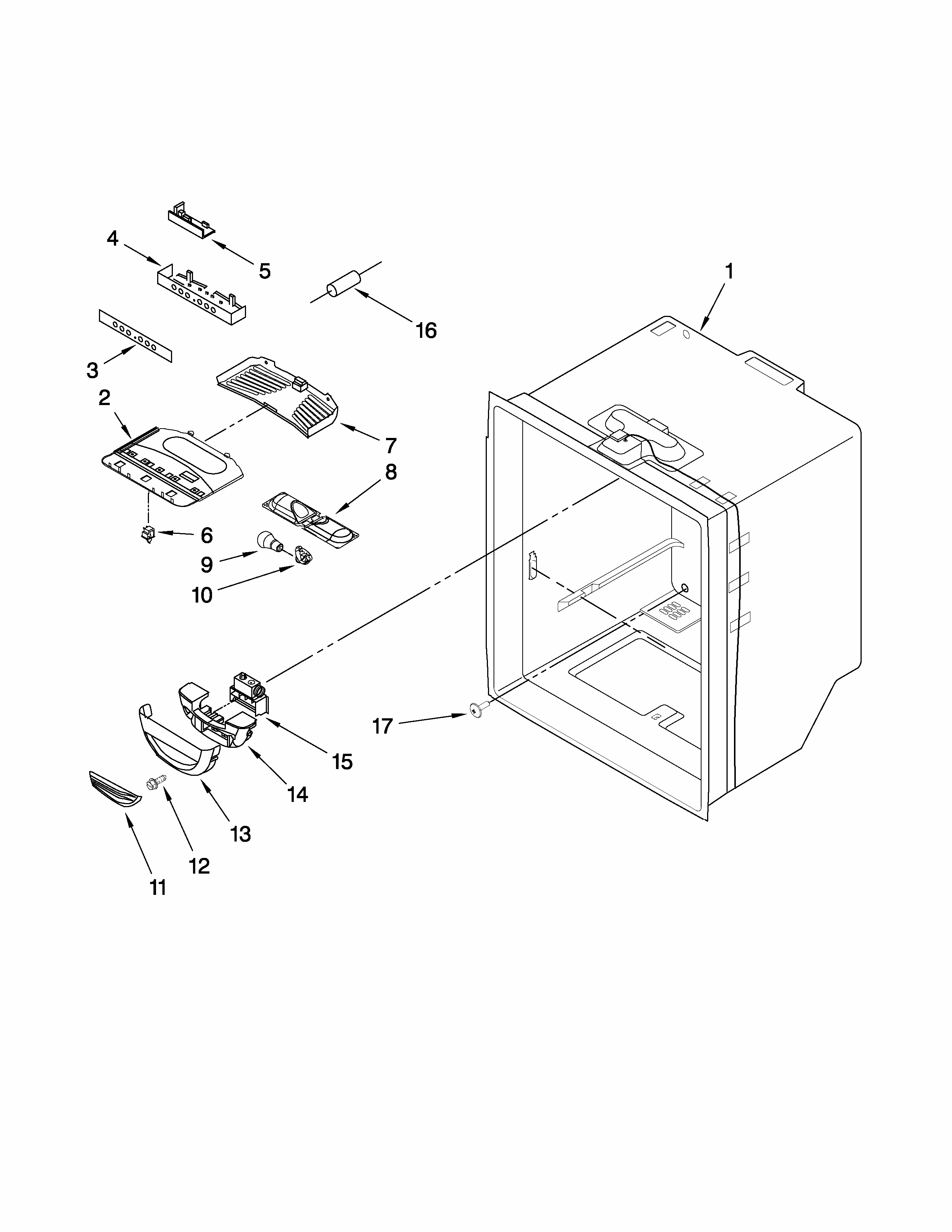Refrigerator Liner Parts Diagram and Parts List for GB6526FEAW1  Maytag Refrigerator