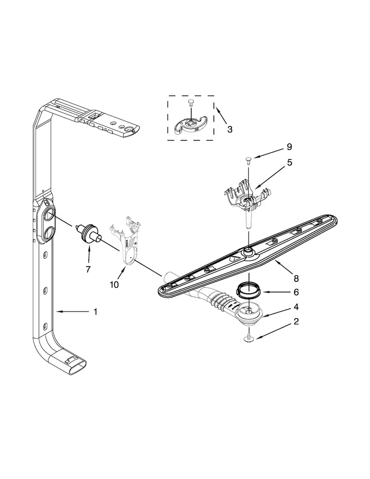 Upper Wash And Rinse Parts Diagram and Parts List for MDB6769PAB0  Maytag Dishwasher