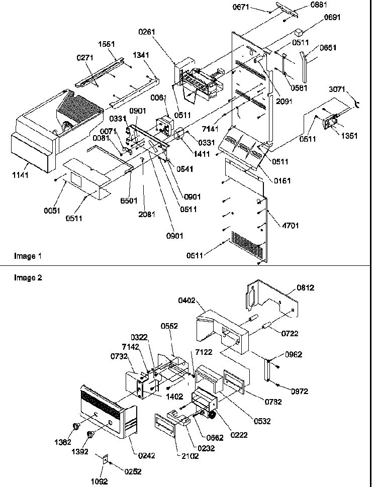 Ice Maker/control Assy Diagram and Parts List for SXD520SL-P1182402WL  Amana Refrigerator