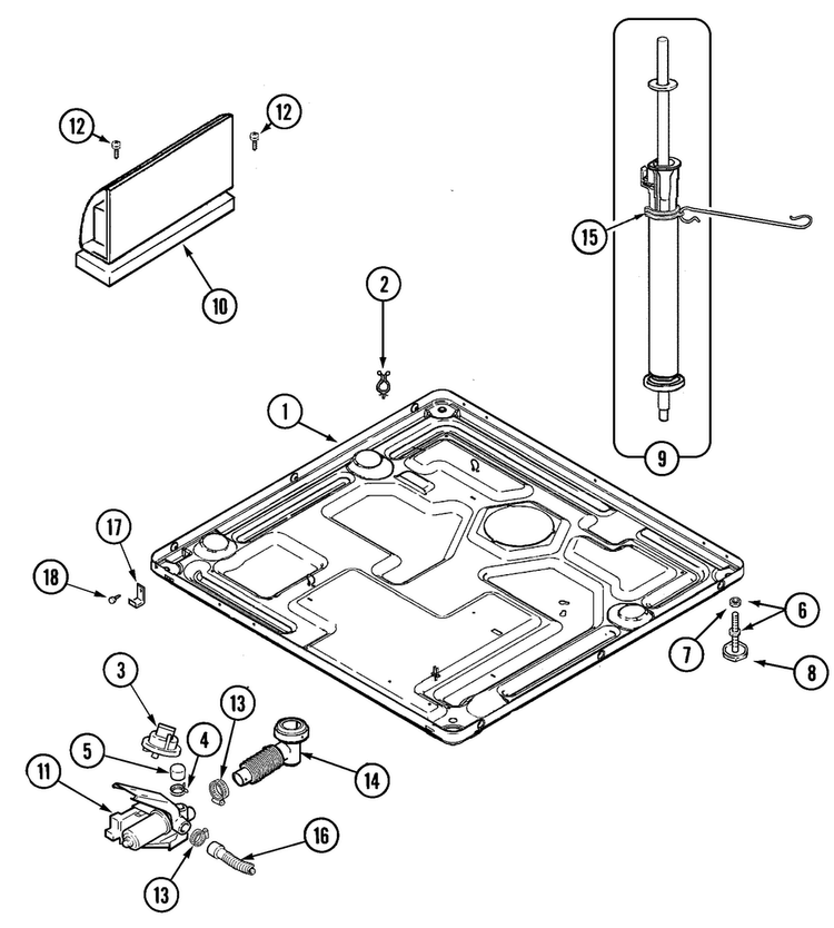 Base & Motor Control Diagram and Parts List for PVTEST1Q  Maytag Washer