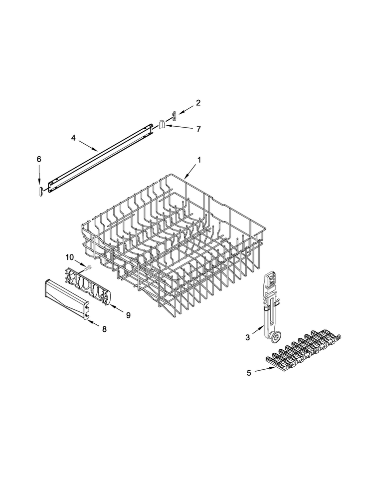 Upper Rack And Track Parts Diagram and Parts List for MDB5969SDH2  Maytag Dishwasher
