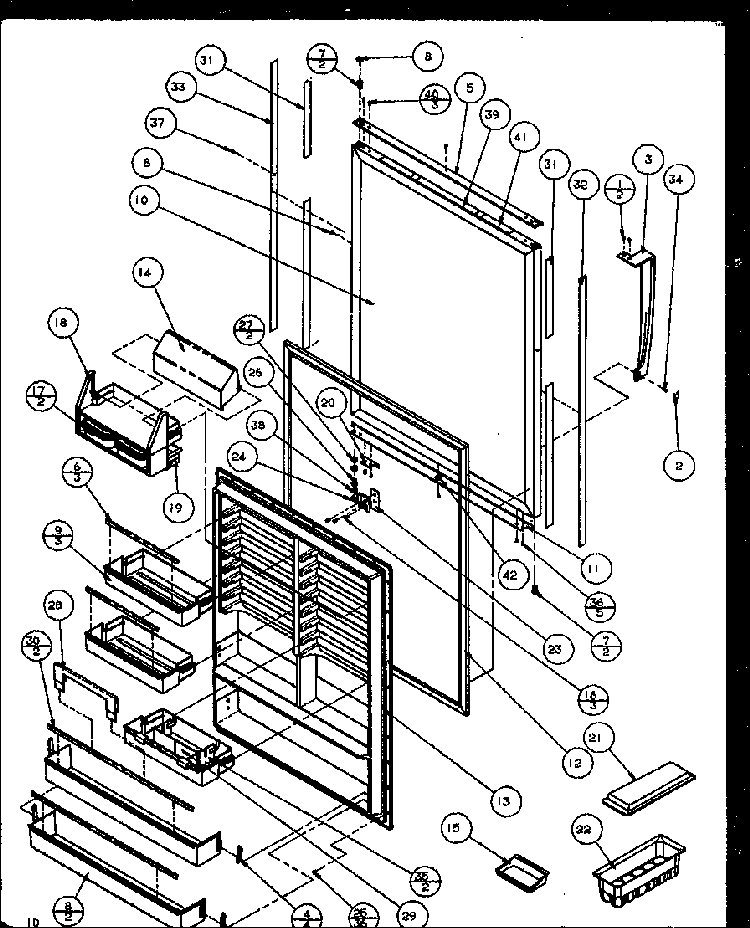 Ref Door Diagram and Parts List for TZ21Q2W-P1111713WW  Amana Refrigerator