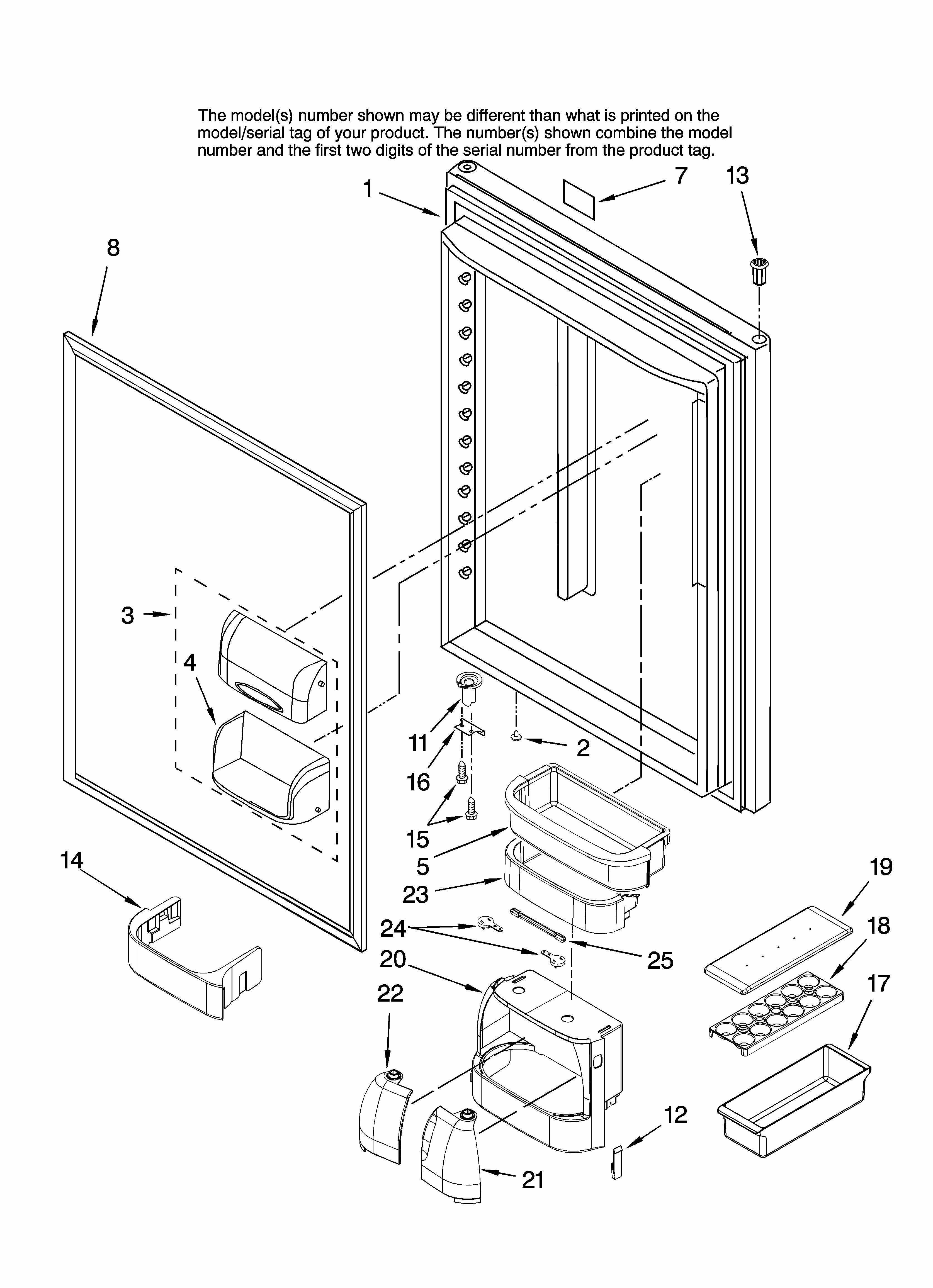 Refrigerator Door Parts Diagram and Parts List for GB2026PEKW12  Amana Refrigerator