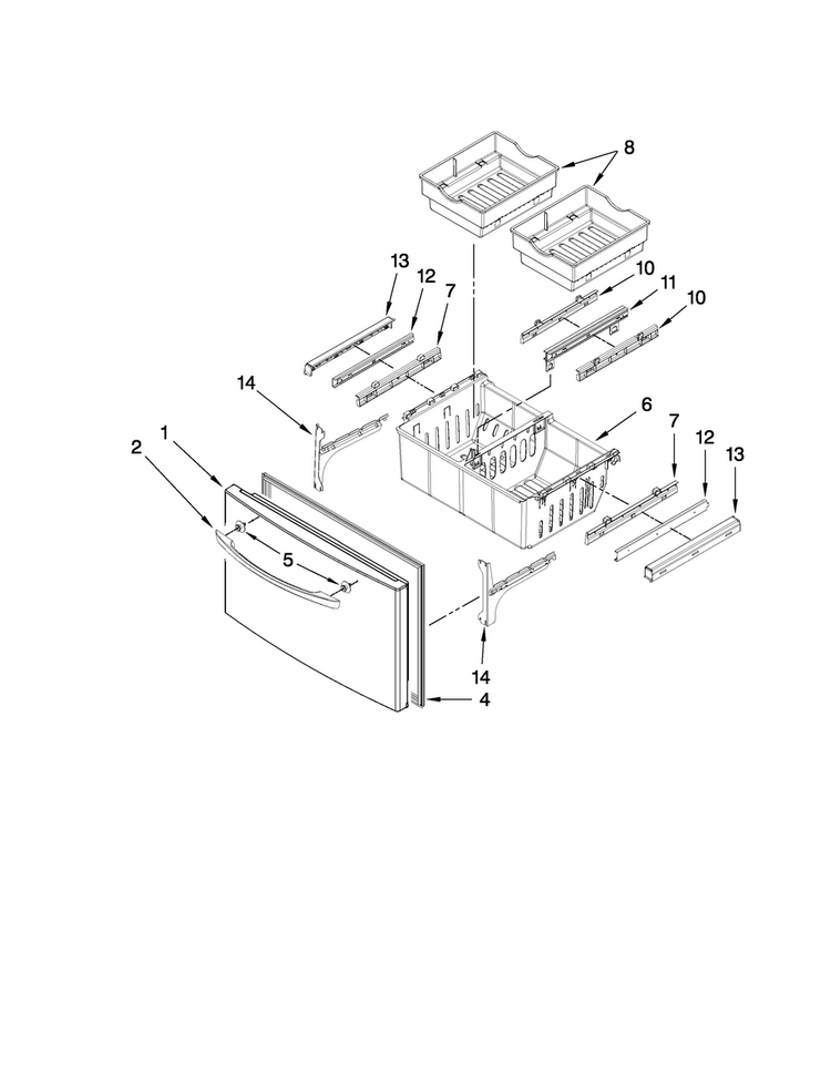Freezer Door Parts Diagram and Parts List for AFI2538AEB5  Amana Refrigerator