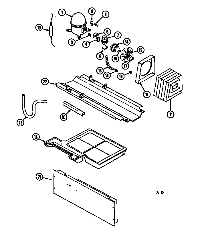 Compressor Diagram and Parts List for MTB1742ZARW  Maytag Refrigerator
