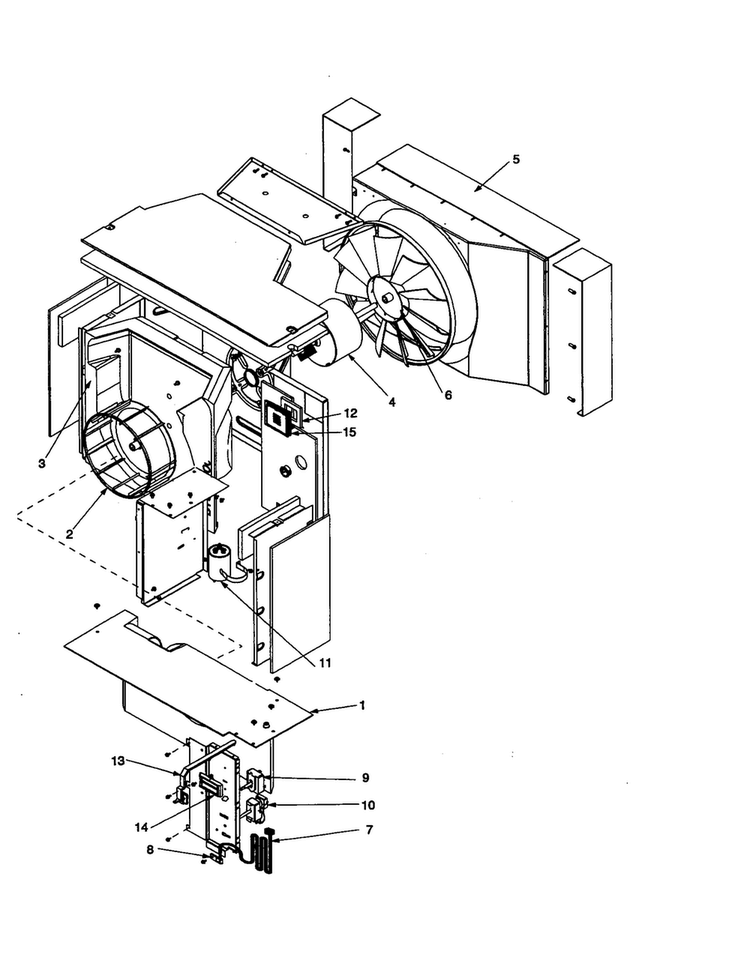 Fan And Control Assembly Diagram and Parts List for RC14010C2DR REV B Amana Air Conditioner
