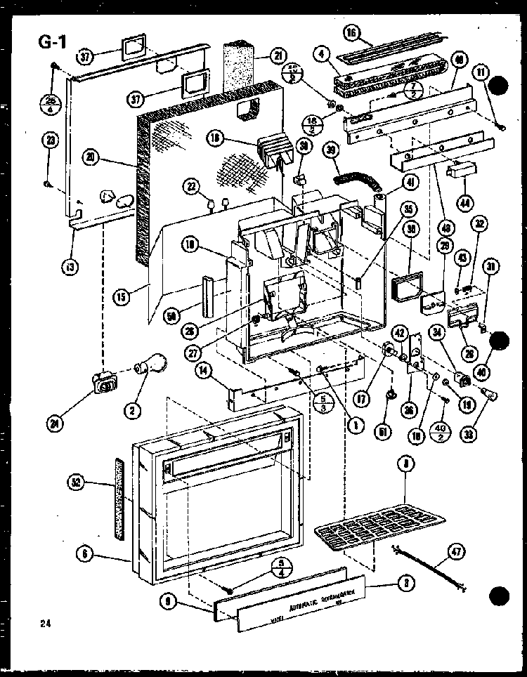 Facade Assembly Diagram and Parts List for SLDI25F-A-P76421-1WA  Amana Refrigerator