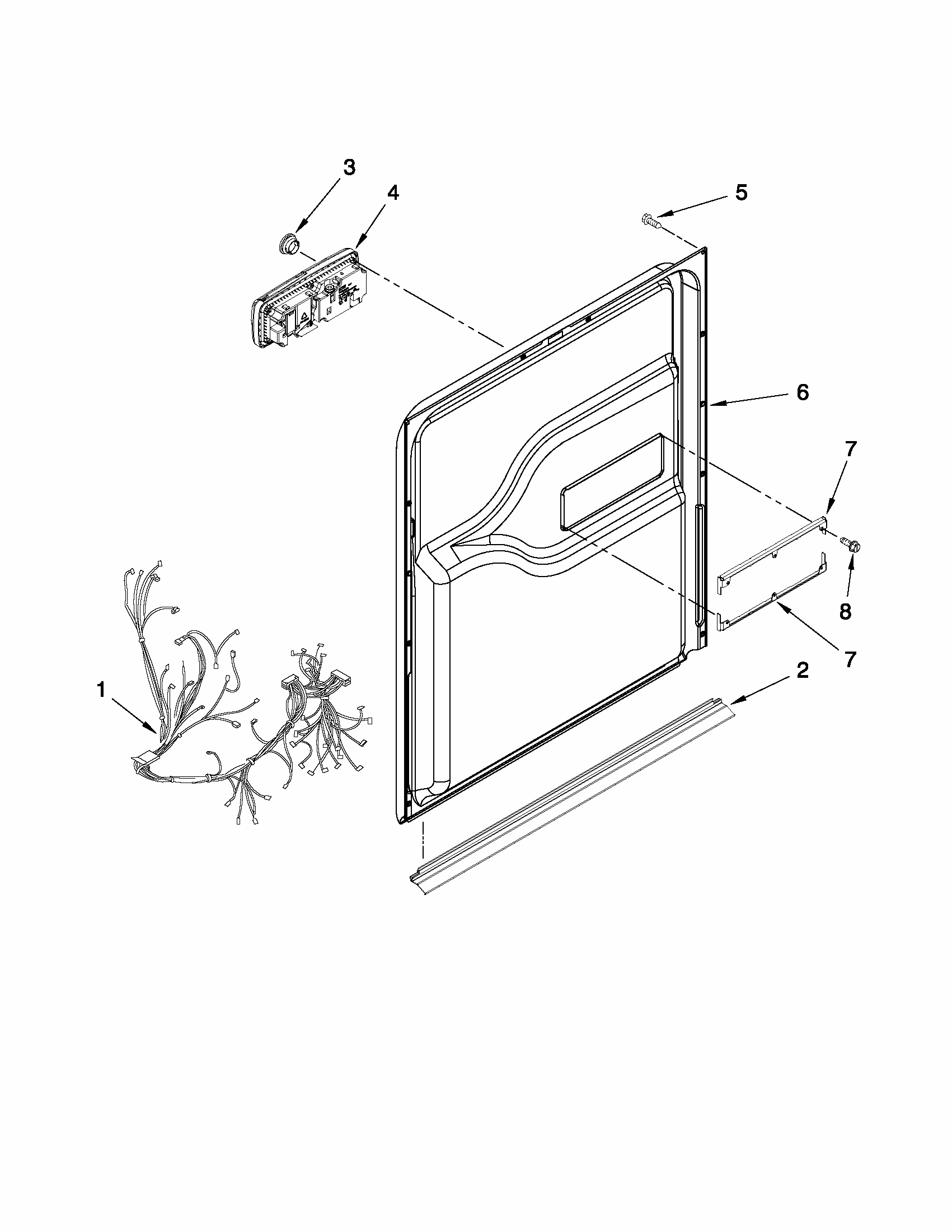 Inner Door Parts Diagram and Parts List for MDB7851AWS2  Maytag Dishwasher