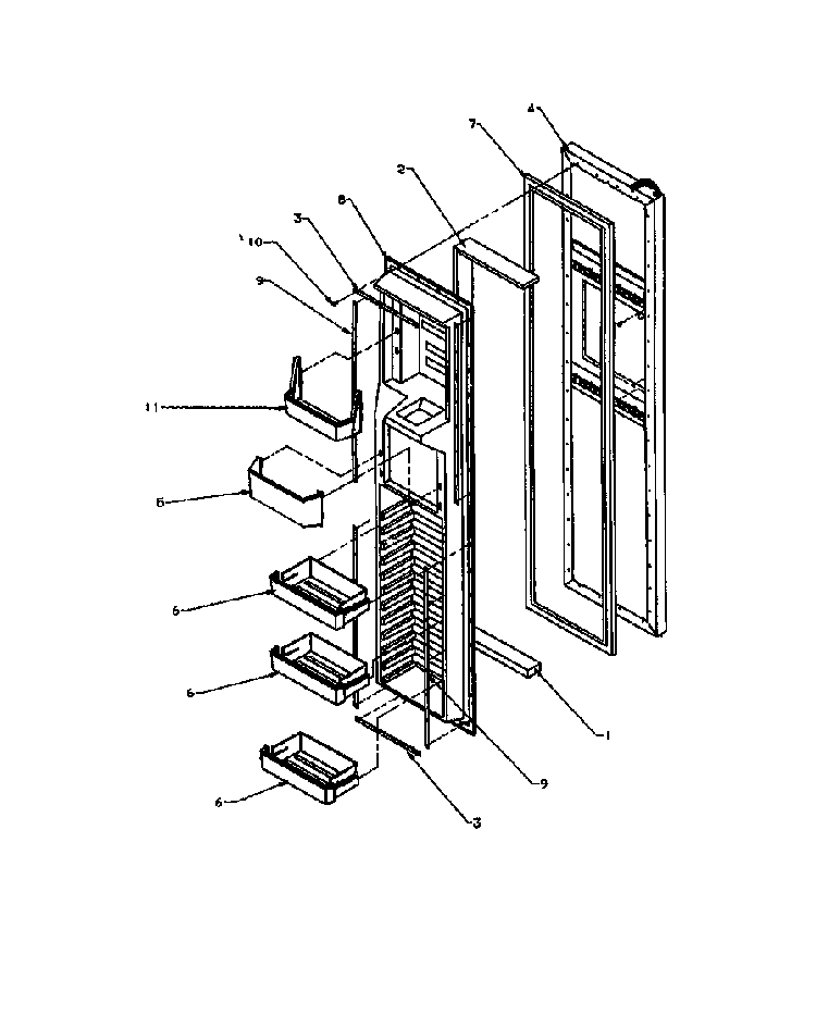 Fz Door Diagram and Parts List for 2599CIWEA-P1170601WL  Amana Refrigerator