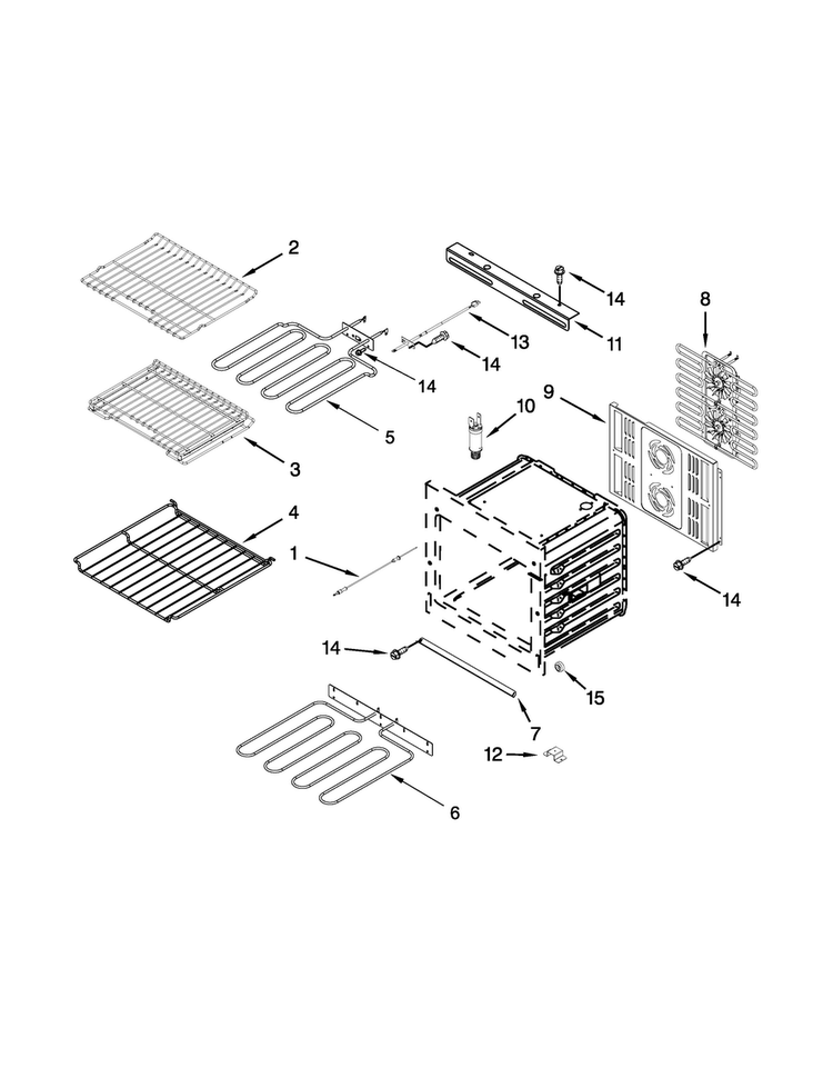 Internal Oven Parts Diagram and Parts List for JMW3430WB03  Jenn-Air Microwave