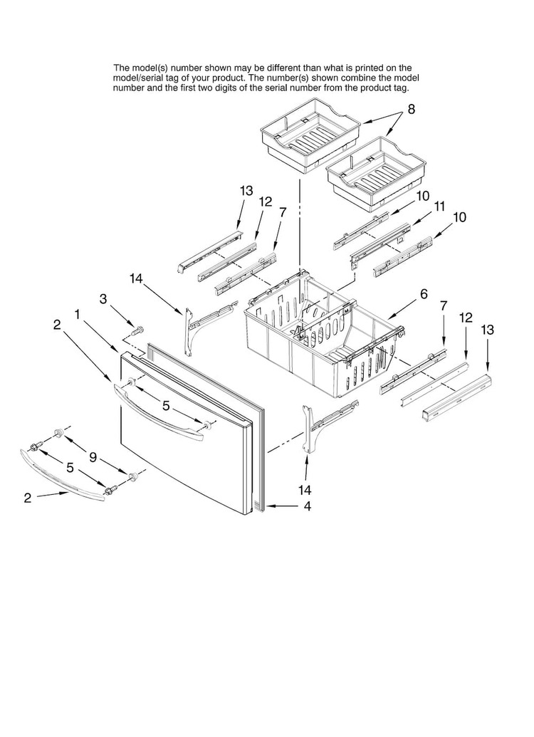Freezer Door Parts Diagram and Parts List for AFI2538AES13  Amana Refrigerator