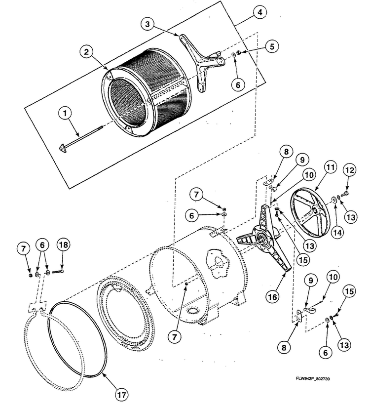 Pulley Assy Diagram and Parts List for SWFF71QN3050  Speed Queen Washer