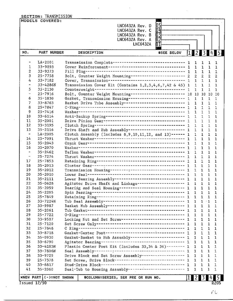 Transmission Page 2 Diagram and Parts List for 6432A  Norge Washer