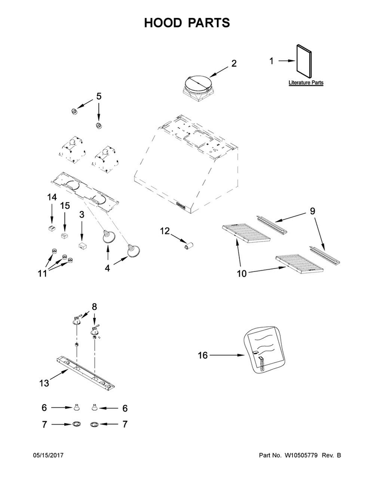 Hood Parts Diagram and Parts List for JXW9030WP1  Jenn-Air Range Hood