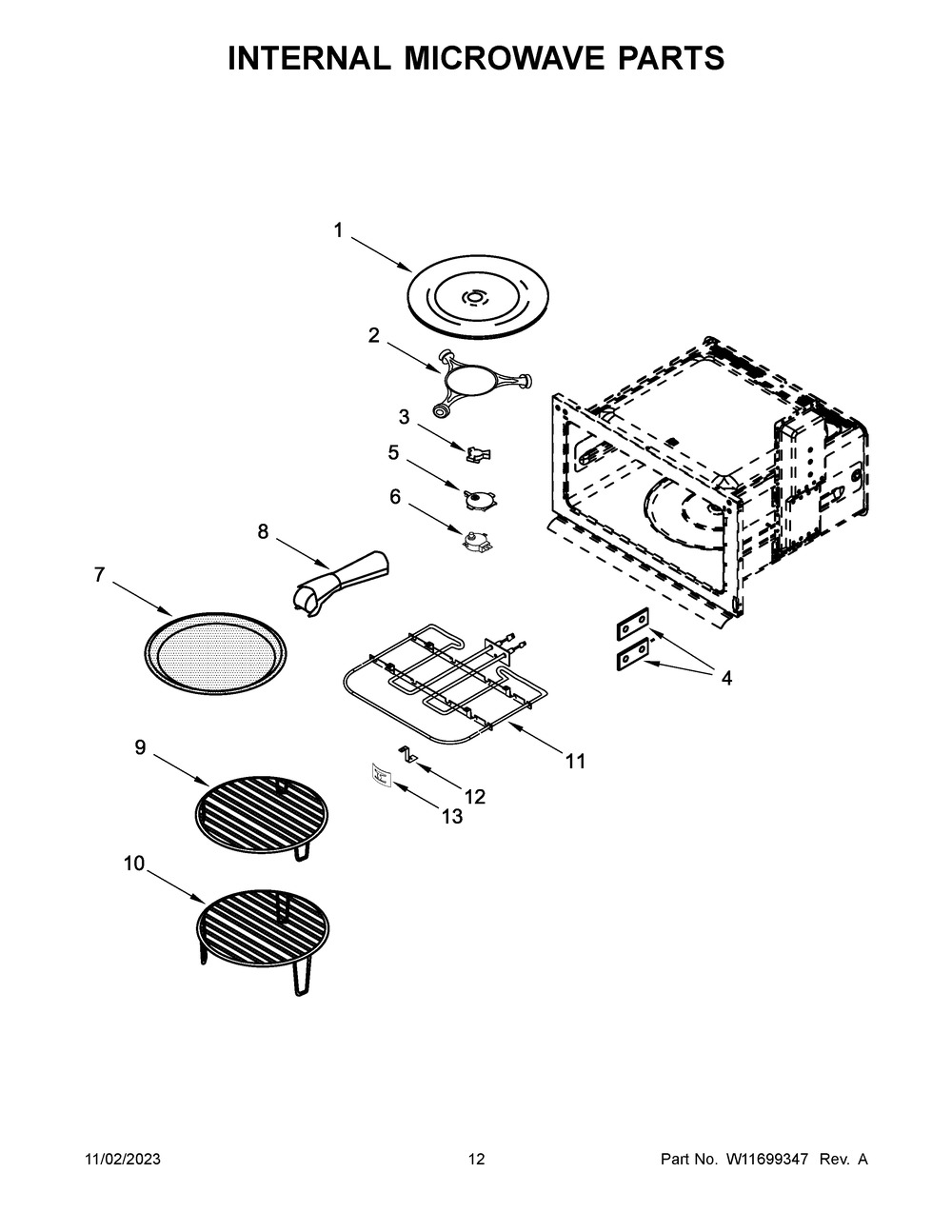 Internal Microwave Parts Diagram and Parts List for JMW2430LM03  Jenn-Air Microwave Oven Combo