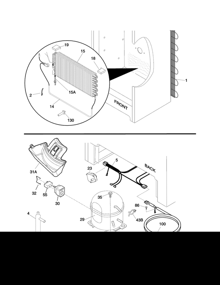 System Diagram and Parts List for CFUFH17QWA  Crosley Freezer
