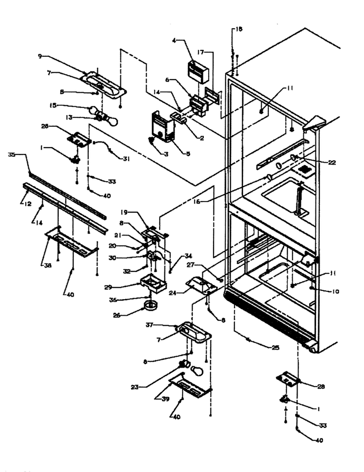 Control Switches/lights Diagram and Parts List for BX22R3L-P1183601WL  Amana Refrigerator